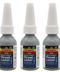 Blue Medium Strength Thread Locker 0.34 Oz Bottle, Removable With Hand Tools, Keeps Metal Fasteners Tight, 3 Pack
