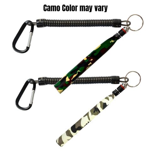 Wacky Rigging Bass Fishing Tool for Wacky and Neko styles with camo finish and lanyard, shown in two color variations.