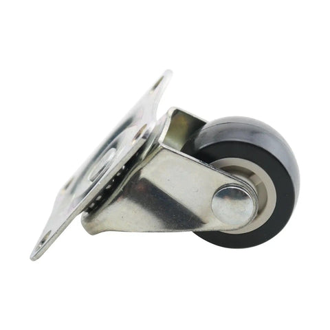 Eight Sweet Hella Compact Swivel Roller Casters With Legit Strong Self Sticking Pad And Screw Bolts for easy mobility, featuring sturdy steel bracket and rubber wheel.