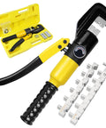 Beefy Hydraulic Crimping Tool Kit With 13 Dies, 10 Ton Battery Cable Crimper And Wire Rope Crimper For 12AWG To 2/0AWG