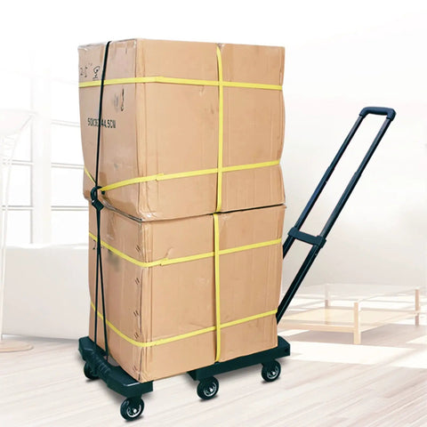 Foldable Hand Truck Dolly With 6 Wheels For Home Office And Travel Ultra Lightweight Portable Trolley Cart 330 Lbs Capacity Stretchable Handle Red Platform Cart For Easy Gear Transport carrying stacked boxes