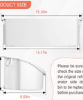 Two Pack Upgraded Fridge Door Bin Replacement Easy Install Heavy Duty ABS Plastic Shelf Bin For 15.38 Inch By 6.69 Inch By 5 Inch Fridge Door Shelves Fits FFSS2614QE6A FFSS2614QS4A FFHS2611PFEA FFHS2611LBPA AP2116036 PS430121 with dimensions shown.