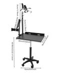 Smooth Rolling Adjustable Height Tattoo Workstation With Bright Led Panel And Smart Storage Rack For Your Professional Mobile Art Studio Daily Grind And Heavy Duty Gear with dimensions and features.