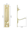 Pocket Door Edge Pull 4 Inch Flush Mount Handle in Brushed Brass Satin Brass Finish with Stainless Steel Construction, side view