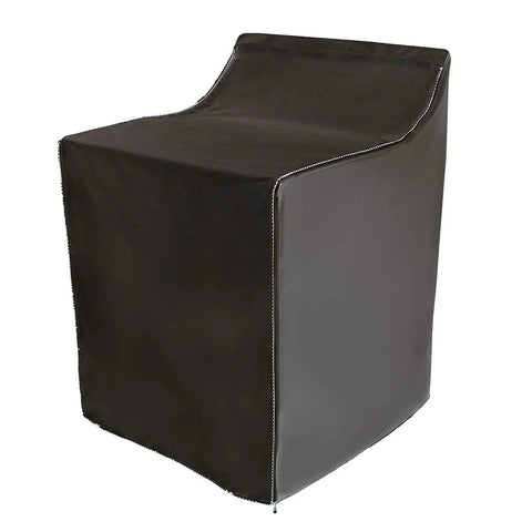 Two Pack Washing Machine Cover for Outdoor Use with Easy Zip Design Waterproof Dustproof UV Shield No Fuss All Weather Protection for Top Load and Front Load Machines Black, shown fitted on a machine.