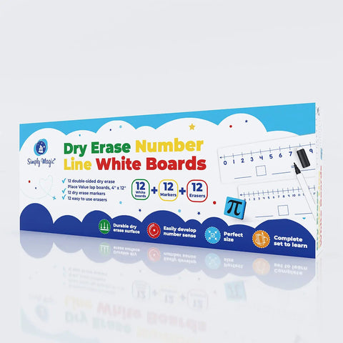 12 Pack Double-Sided Dry Erase Number Line Whiteboards Set 4x12 Inches For Students Classroom Math Manipulatives Package