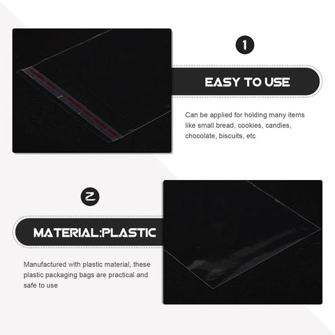Self Sealing Clear Cookie Bags for individual packaging, 100 pack, OPP material, plastic snack bags for treats, easy to use