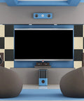 Image of a living room showing Hella Thick One Point Eight Inch Closed Cell Soundproofing Foam Egg Crate Acoustic Panels Peel And Stick For Walls.
