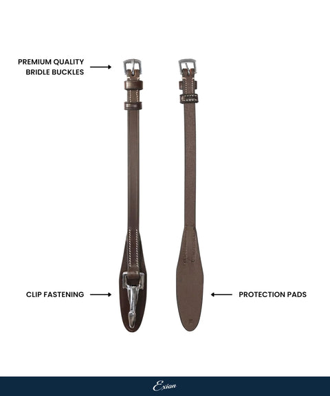 Leather Horse Bridle Cheek Pieces With Quick Change Snap Half Inch 13mm English Cheek Pieces Replacement Parts For Bridles Stainless Steel Snaps