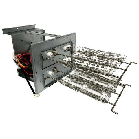 Real Deal Electric Heat Kit For Versapro And Hyper Heat Air Handler Systems 5Kw 240V showing heating coils and frame design.