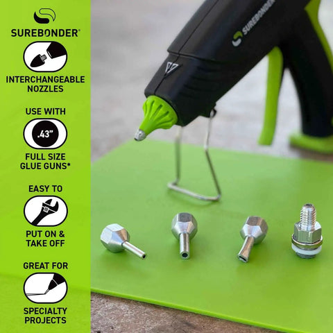 Interchangeable Hot Glue Gun Nozzles Kit With Aluminum Tips Includes Small Round Large Round And Flat Nozzles Plus Adapter