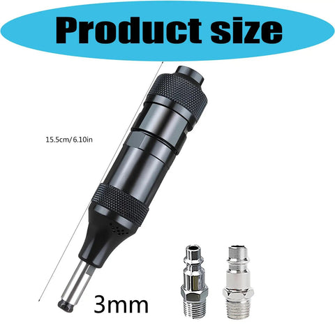 Lightweight Pneumatic Air Die Grinder With 3Mm Collet And Us Eu Adapters shown in 15.5cm size with attachments.
