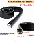 5ft Heavy Duty Pro Grade Fire Sleeve Heat Shield Thermo Armor, 1/4'' silicone coated fiberglass for automotive use