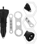 Versatile Electric Riveting System Plus Nut Shooter Adapter cordless drill attachment with hex wrenches and rivet nut heads