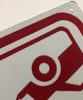 Close-up of the Heads Up Aluminum Security Camera And Audio Recording Sign Durable Metal Wall Plaque For Home Base Or Business Shop Sharp Surveillance Decal.