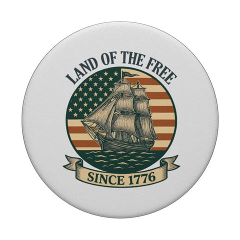 Patriotic US Flag Sailboat PopGrip Adhesive Phone Grip For Red White And Blue Fourth Of July Celebration Easy On And Off Secure Grip Durable Build