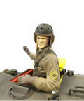 American Soldier Commander Figure For Heng Long 1/16 RC Tanks in brown uniform with helmet on a tank model