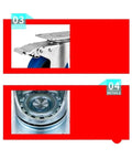 Detail of Four Pack 4 Inch 304 Stainless Steel Casters With Medium Blue TPR Rubber Wheels Silent Universal Swivel Rolling Brackets.
