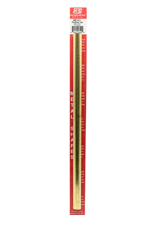 Brass Round Tube Stock Nine Sixteenth Inch Diameter Twelve Inch Length Seamless Mill Finish Hard Alloy 260/272 ASTM B135 Made In USA For DIYers Jewelry Home Decor Tinkering Model Making Trains Planes RC Projects