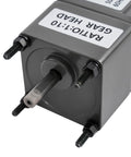 Close-up of 6W 110V AC Gear Motor With 1 To 10 Gear Reduction And Reversing Function, showing shaft and mounting bolts