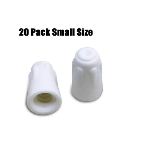 Ceramic wire connectors, 20-pack, small white; twist-on caps for electrical wiring
