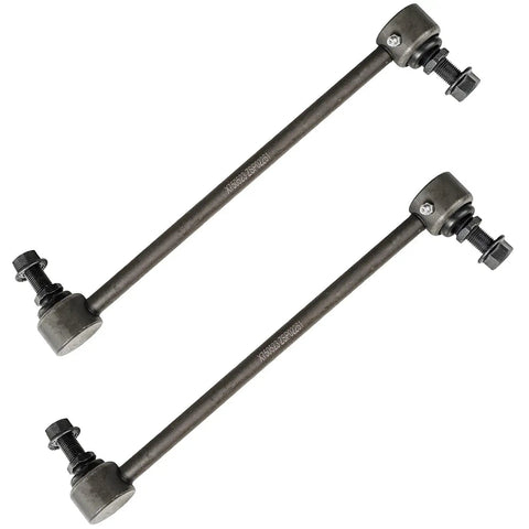 Front 6 Piece Suspension Kit For 2014 2019 Kia Soul And 2015 2019 Soul EV Includes Front Lower Ball Joints Front Outer Tie Rod Ends And Front Sway Bar End Links For Smooth Ride Handling And Road Ready Confidence. Two black sway bar end links