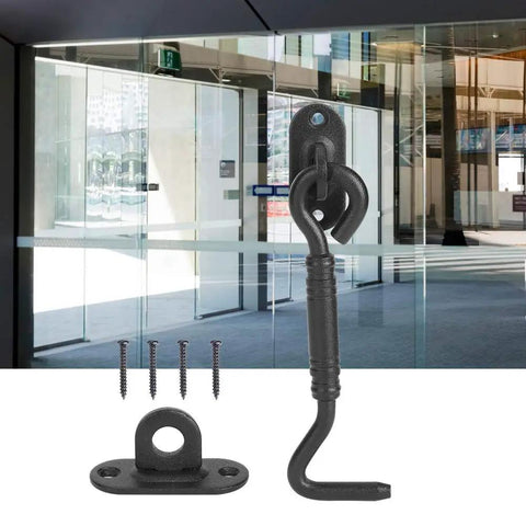 Stainless Steel Barn Door Lock And Sliding Latch Heavy Duty Gate Lock Hardware For Indoor Outdoor Use Ideal For Barn Doors Cabinets Sheds Gates And Window Hook Locks With Weather Resistant Rust Proof Finish And Easy Installation black metal sliding latch with screws for glass door
