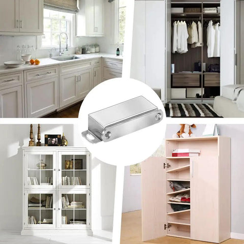 Heavy Duty Magnetic Door Catch Set 40 Lbs Pull Strong Magnet Cabinet Latches Magnetic Hardware Stainless Steel Chrome Door Closer