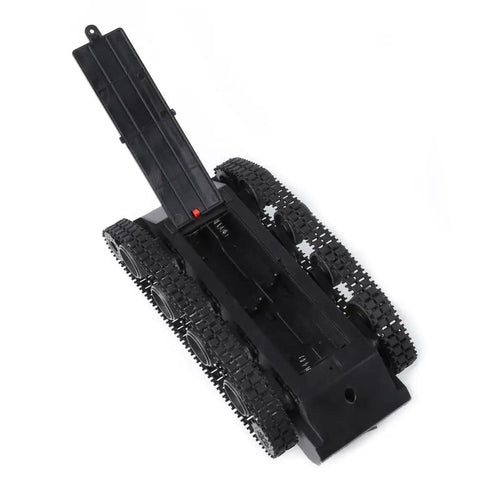 Lightweight Shock Absorbing Plastic Tank Chassis With 130 Motor, 3V-7V Power Range, bottom view showing wheels and battery holder