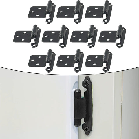 Heavy Duty Self Closing Cabinet Hinges, 10 Pack, Overlay Flush Door Hinges, installed on white cabinet door