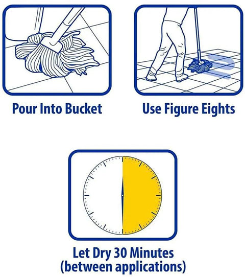 Instructions for Top Tier High Traffic Floor Polish In A Five Gallon Pail: Pour, mop with figure eights, and let dry 30 minutes.