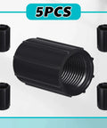 Image of 5 Pack 1/2 Inch PVC Double Female Threaded Couplings For Sprinkler Extension Riser Pipe Fittings Garden Drip Irrigation System NPT Coupler Easy Install DIY Yard Sprinkler Riser Accessories, showcasing all pieces.