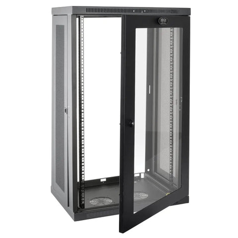 Heavy Hitter 21U Wall Mount Server Cabinet With Clear Acrylic Window And Locking Steel Front For Tight Spaces Switch Depth Network Rig 16.5 Inch Deep