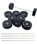 10 Pcs 30mm Rubber Wheels With Metal Shafts Round Axles For RC Cars Trucks Robots DIY Model Toy Wheels Replacement Accessories 2mm Shafts 100mm Length Set