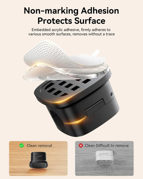 Magnetic Cable Clips Cord Organizer 30 Pack One Hand Snap Quick Release Wire Management showing adhesive pad and clips