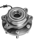 Front Wheel Bearing And Hub Assembly For 2005 2018 Nissan Frontier 2005 2012 Pathfinder 2005 2015 Xterra And 2009 2012 Suzuki Equator 4WD 6 Lug With ABS Built To Last Keeps Your Ride Smooth - view of the front wheel hub with six lugs and ABS compatibility in metallic finish.