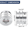 V-Type Pulley With 19mm Bore And 40mm Outer Diameter, Double Groove Aluminum Alloy Drive Wheel For Motor Shafts And Drilling Machines