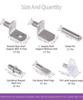 Six Styles Shelf Pins Set With 160 Pieces Nickel Plated Cabinet Pins For 5mm And 6mm Shelf Holes showing types and sizes