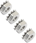 Four Eight To Thirty-Two K-Lock Nuts With External Tooth Washer In Stainless Steel 304 Heavy-Duty Hex Nuts For Secure Fasteners