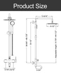Dimensions of 304 Stainless Outdoor Shower Kit In Brushed Nickel, High Pressure Shower System With Overhead Rainfall Shower, Handheld Spray, And Tub Tap Diverter