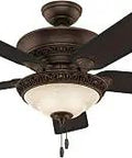 52 Inch Indoor Ceiling Fan With LED Light In Italian Countryside Cocoa Brown Finish 5 Blades Pull Chain Standard Mount