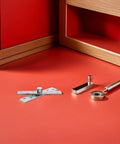 Stainless Steel Hidden Door Pivot Hinges 6 Pack For Wood Gates And Bookcase Doors Built Tough Concealed Hinge components on red surface