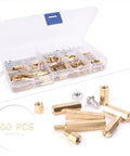 300Pcs M3 Brass Hex Column Standoff Spacer Nut Assortment Kit For Electronics Projects DIY Mounting Hardware With Brass And Stainless Options Versatile Mounting Hardware For PCBs And Panels., brass hex standoffs and nuts in storage case for PCB mounting
