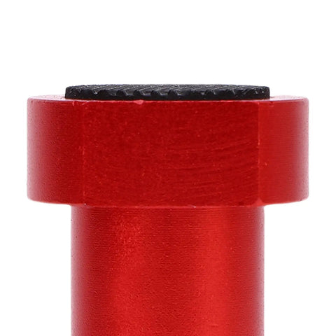 Close-up of red aluminum alloy base from Three Quarter Inch Bench Dog Positioning Clamp Tool Set With Two Bases.