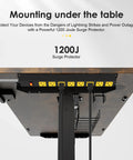 Rugged 20 Amp Metal Power Strip Surge Protector With 8 Outlets And Six Foot 12 Gauge Extension Cord mounted under table
