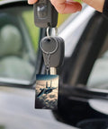 Fighter Jet Acrylic Keychain With Chain And Jump Ring hanging from car key, ultra lightweight aviation charm for keys and bags