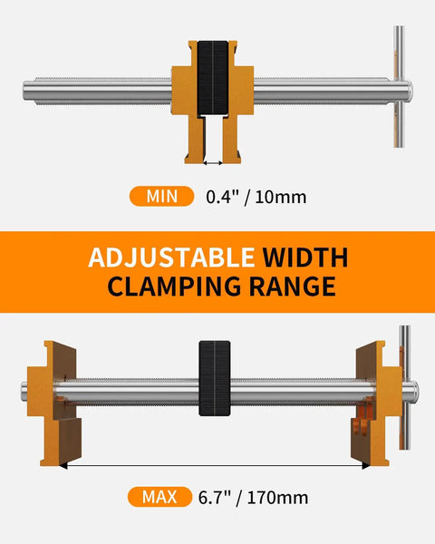 Self Centering Doweling Jig For Pro Grade Woodworking, Wide Capacity Drill Jig With Five Hole Sizes And Dual Bushings, adjustable width