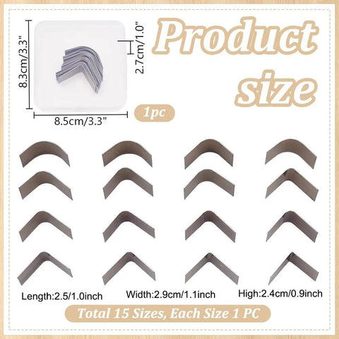 Leather Corner Punch Set With 15 Size Triangular Edge Trimmers And Circle Cutter Kit High Carbon Steel Cutting Tools diagram