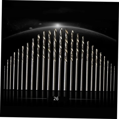 50 Piece Drill Bit Set For Wood Plastic Aluminum And Steel With PCB Shank Kit displayed in ascending order