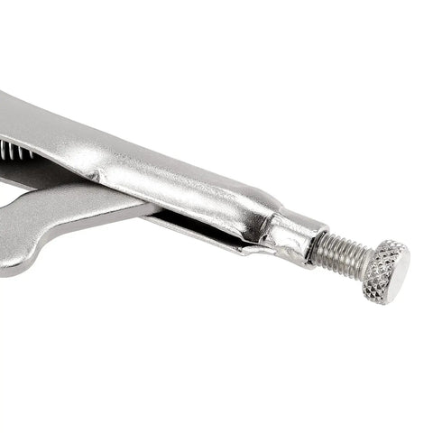 Close-up of screw adjustment on 3 Piece Heavy Duty C Clamp Locking Pliers Set With Swivel Pads, Welding Clamps for woodworking and metalworking